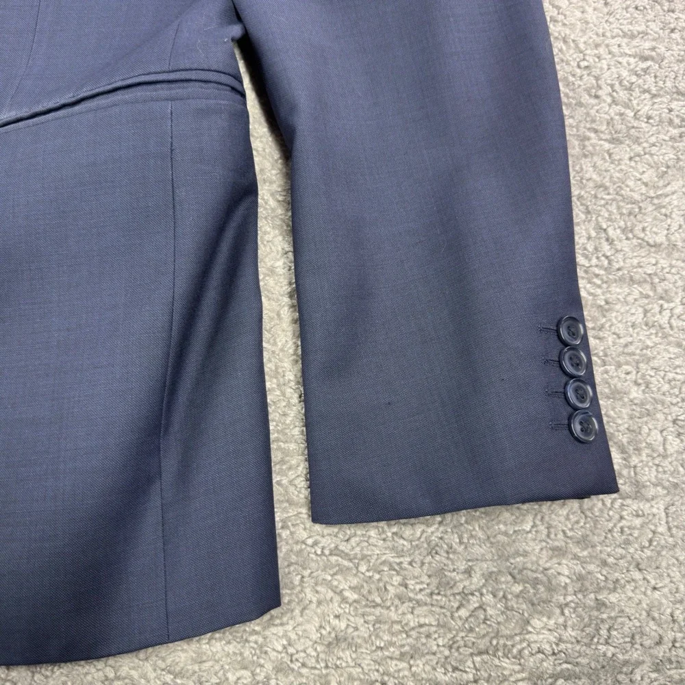 Saks Fifth Avenue Mens 40S Trim Fit 100% Wool Suit Jacket Navy Blue Blazer 40C